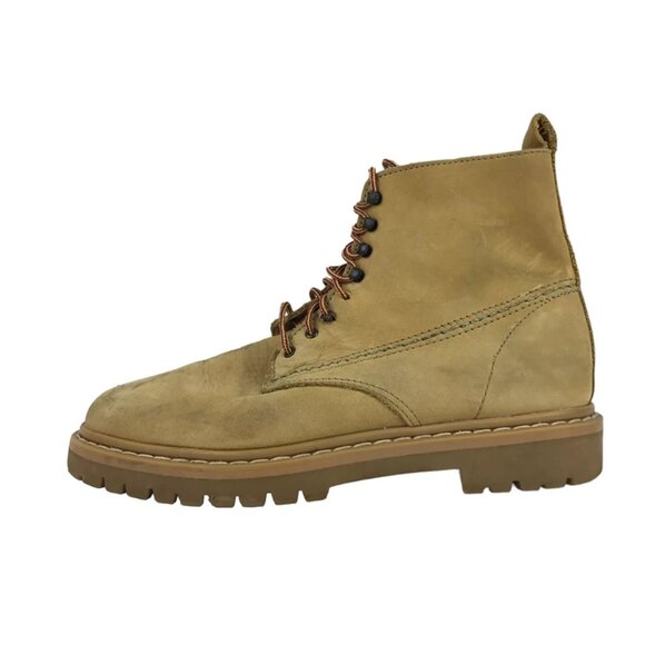 AEO Womens Light Brown Leather Lace Up Round Toe Combat Boots Size EUR 37 US 6.5 - Picture 2 of 9